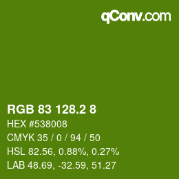 カラーコード: RGB 83 128.2 8 | qconv.com