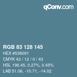 Color code: RGB 83 128 145 | qconv.com