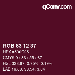 Color code: RGB 83 12 37 | qconv.com