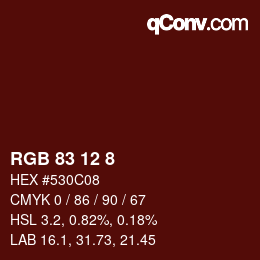 カラーコード: RGB 83 12 8 | qconv.com