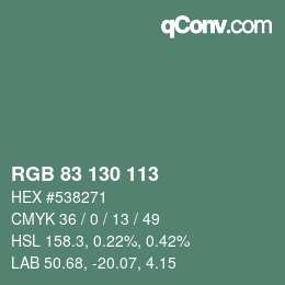 Color code: RGB 83 130 113 | qconv.com