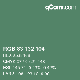 カラーコード: RGB 83 132 104 | qconv.com