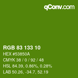 カラーコード: RGB 83 133 10 | qconv.com