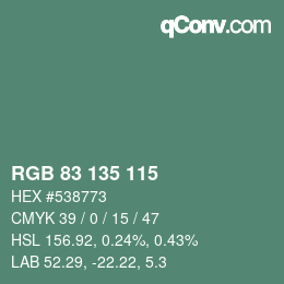 Color code: RGB 83 135 115 | qconv.com