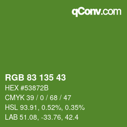 カラーコード: RGB 83 135 43 | qconv.com