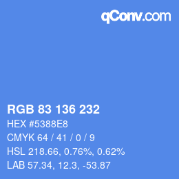 Color code: RGB 83 136 232 | qconv.com