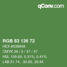 Color code: RGB 83 136 72 | qconv.com