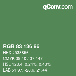 Farbcode: RGB 83 136 86 | qconv.com