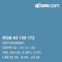 颜色代码: RGB 83 139 172 | qconv.com