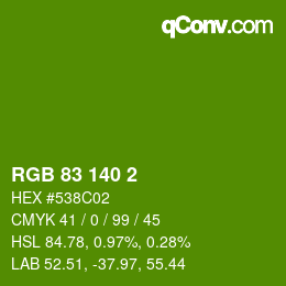 Color code: RGB 83 140 2 | qconv.com
