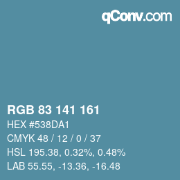 Color code: RGB 83 141 161 | qconv.com