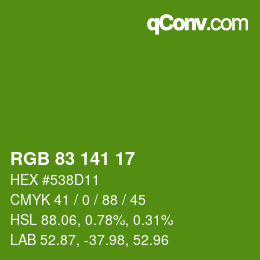 Color code: RGB 83 141 17 | qconv.com