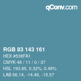 Código de color: RGB 83 143 161 | qconv.com
