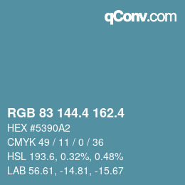 カラーコード: RGB 83 144.4 162.4 | qconv.com