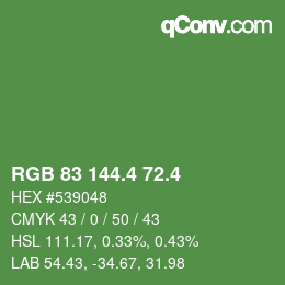 カラーコード: RGB 83 144.4 72.4 | qconv.com