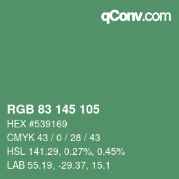 Color code: RGB 83 145 105 | qconv.com