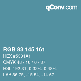 颜色代码: RGB 83 145 161 | qconv.com