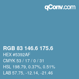 カラーコード: RGB 83 146.6 175.6 | qconv.com