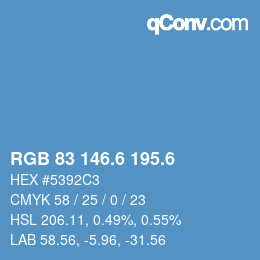 カラーコード: RGB 83 146.6 195.6 | qconv.com