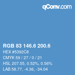 カラーコード: RGB 83 146.6 200.6 | qconv.com