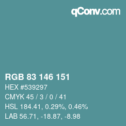 Farbcode: RGB 83 146 151 | qconv.com