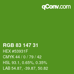 Color code: RGB 83 147 31 | qconv.com