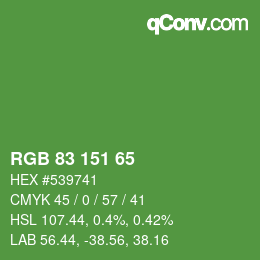 カラーコード: RGB 83 151 65 | qconv.com