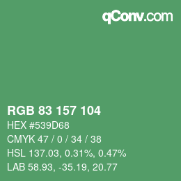 Color code: RGB 83 157 104 | qconv.com