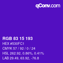 Color code: RGB 83 15 193 | qconv.com
