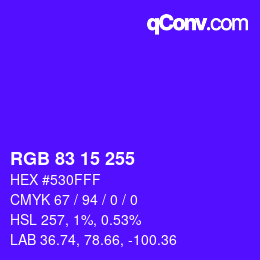 Color code: RGB 83 15 255 | qconv.com