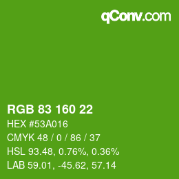 Color code: RGB 83 160 22 | qconv.com