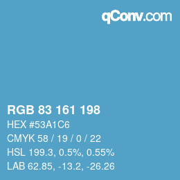 Color code: RGB 83 161 198 | qconv.com