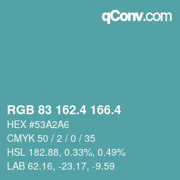 カラーコード: RGB 83 162.4 166.4 | qconv.com