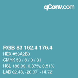カラーコード: RGB 83 162.4 176.4 | qconv.com