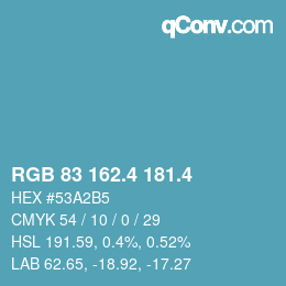 カラーコード: RGB 83 162.4 181.4 | qconv.com