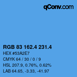 カラーコード: RGB 83 162.4 231.4 | qconv.com