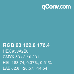 カラーコード: RGB 83 162.8 176.4 | qconv.com