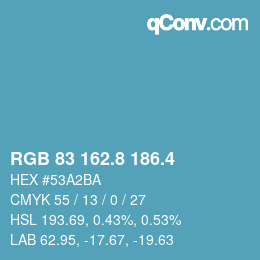 カラーコード: RGB 83 162.8 186.4 | qconv.com