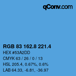 カラーコード: RGB 83 162.8 221.4 | qconv.com
