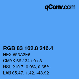 カラーコード: RGB 83 162.8 246.4 | qconv.com