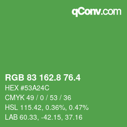 カラーコード: RGB 83 162.8 76.4 | qconv.com