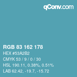 Color code: RGB 83 162 178 | qconv.com