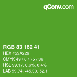 Color code: RGB 83 162 41 | qconv.com