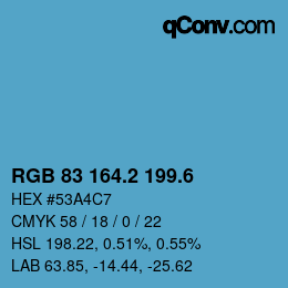 カラーコード: RGB 83 164.2 199.6 | qconv.com