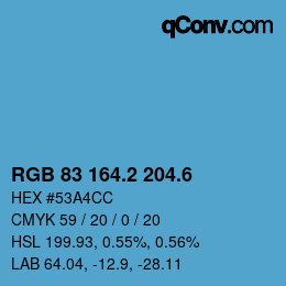 カラーコード: RGB 83 164.2 204.6 | qconv.com