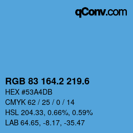 カラーコード: RGB 83 164.2 219.6 | qconv.com