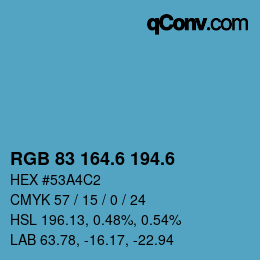 カラーコード: RGB 83 164.6 194.6 | qconv.com