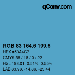 カラーコード: RGB 83 164.6 199.6 | qconv.com