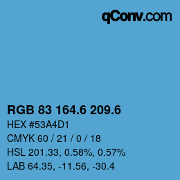 カラーコード: RGB 83 164.6 209.6 | qconv.com