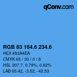 カラーコード: RGB 83 164.6 234.6 | qconv.com